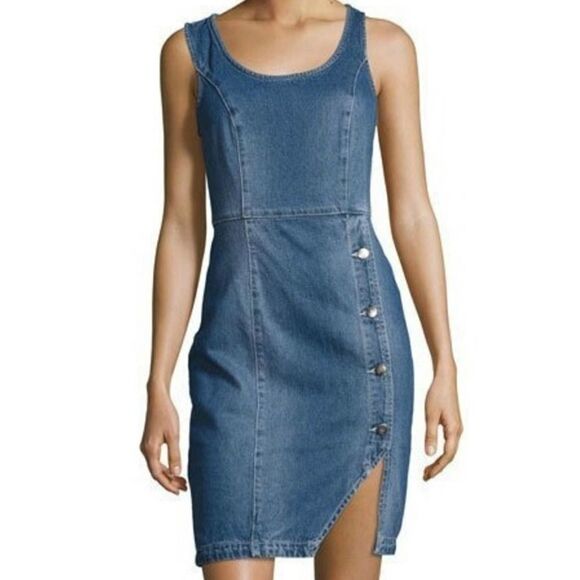 MinkPink Got the Blues Denim Mini Dress - Picture 1 of 6